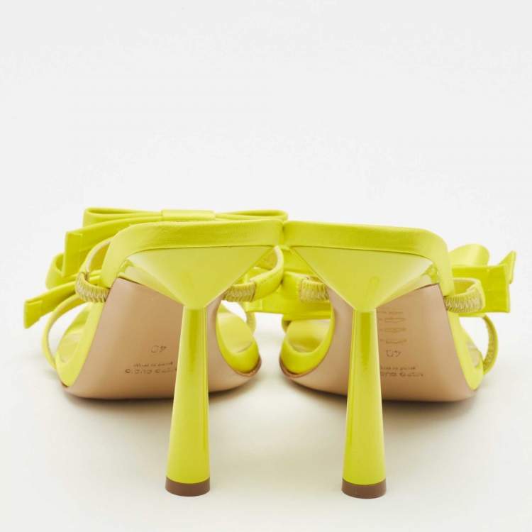 Pre Owned Giaborghini Green Satin Bow Slide Sandals Size 40