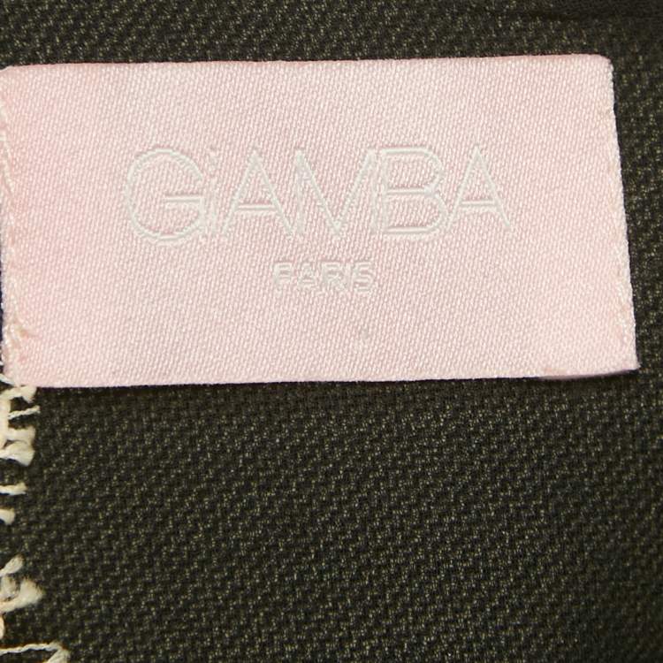 Pre Owned Giamba Grey Wool & Cotton Lace Detail Top S 