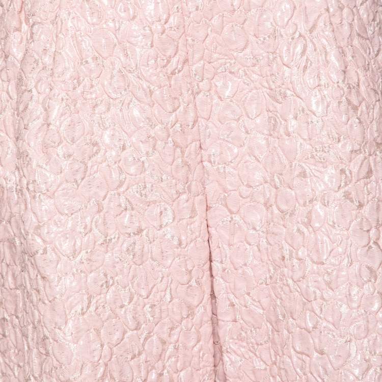 Pre Owned Giambattista Valli Pink Floral Jacquard Pleated Mini Skirt M