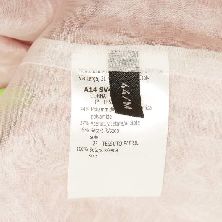 Pre Owned Giambattista Valli Pink Floral Jacquard Pleated Mini Skirt M