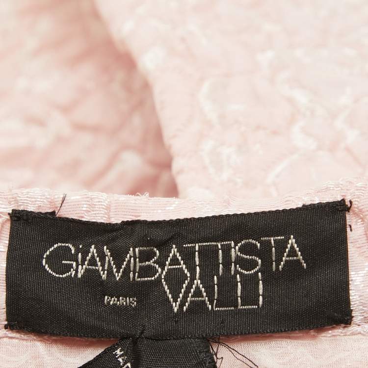 Pre Owned Giambattista Valli Pink Floral Jacquard Pleated Mini Skirt M