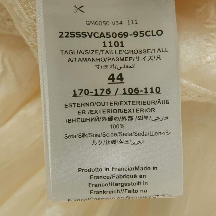 Pre Owned Giambattista Valli White Silk Lace Trim Ruffled Gown M