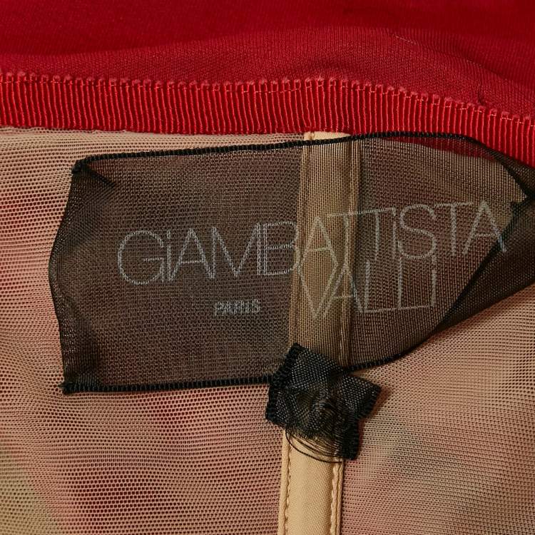 Pre Owned Giambattista Valli Red Jersey Ruched Maxi Dress S