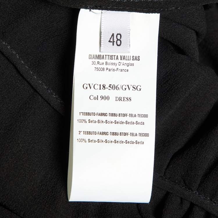 Pre Owned Giambattista Valli Black Silk Ruffled Cape Maxi Dress L