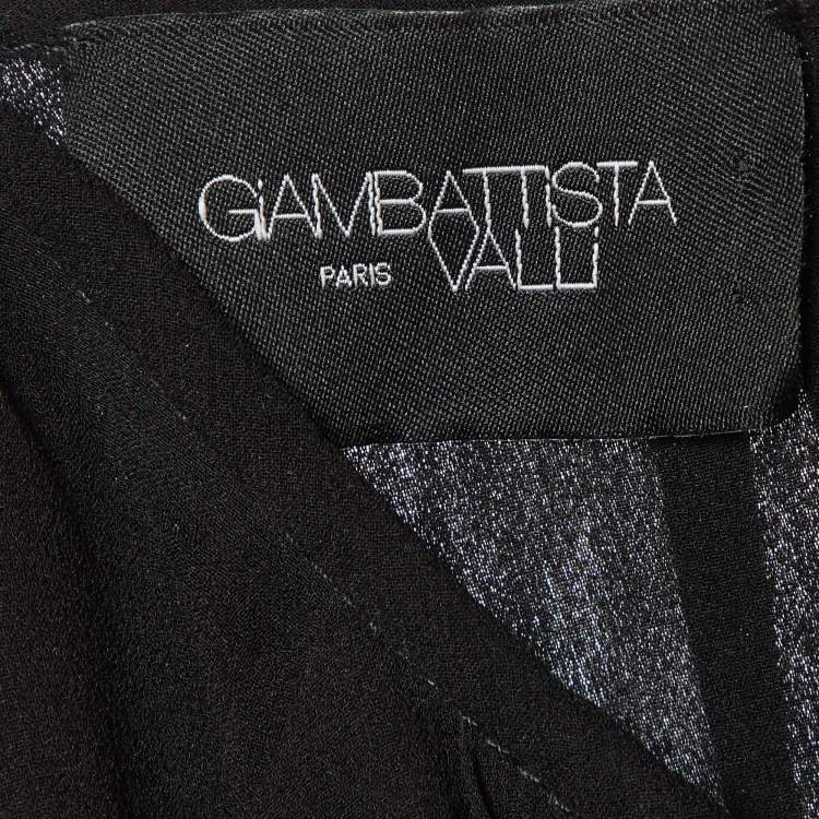 Pre Owned Giambattista Valli Black Silk Ruffled Cape Maxi Dress L