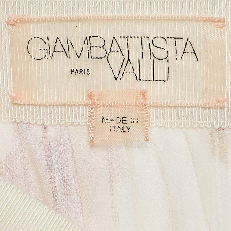 Pre Owned Giambattista Valli Off White Floral Print Chiffon Silk Maxi Skirt M