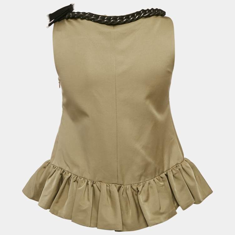 Pre Owned Giambattista Valli Beige Wool Blend Chain Detail Sleeveless Top XXS