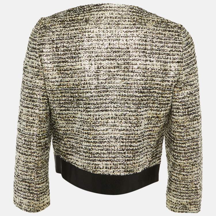 Pre Owned Giambattista Valli Metallic Boucle Cropped Jacket M