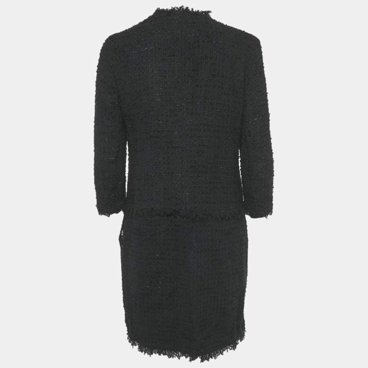 Pre Owned Giambattista Valli Black Tweed Mid-Length Coat S