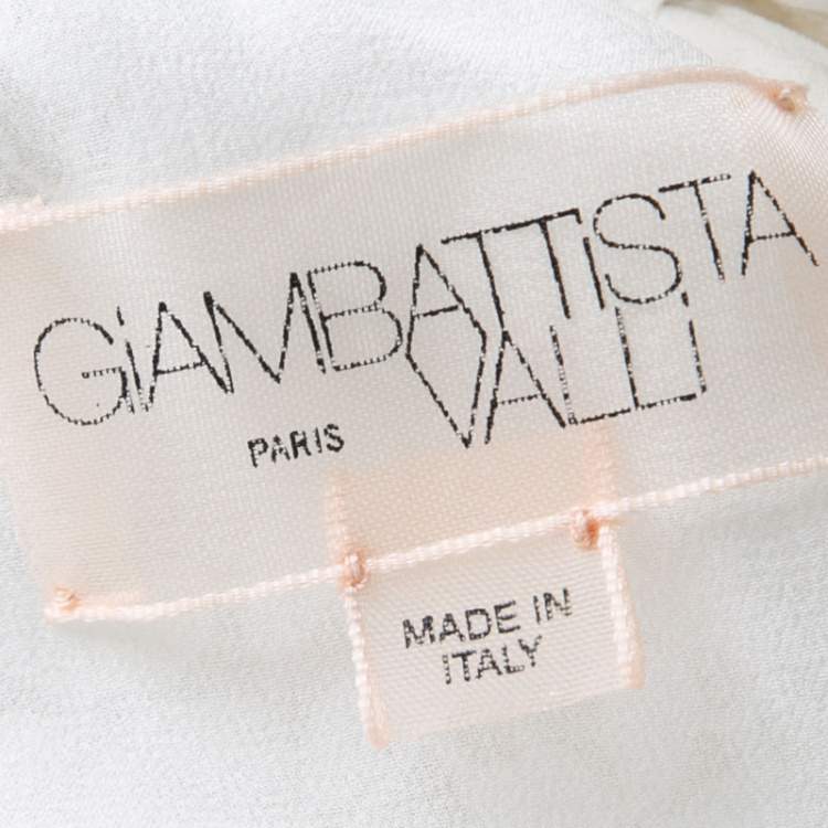 Pre Owned Giambattista Valli White Floral Applique Embroidered Sleeveless Dress M