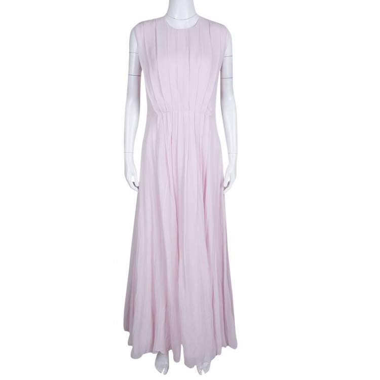 Pre Owned Giambattista Valli Blush Pink Silk Chiffon Sleeveless Maxi Dress M