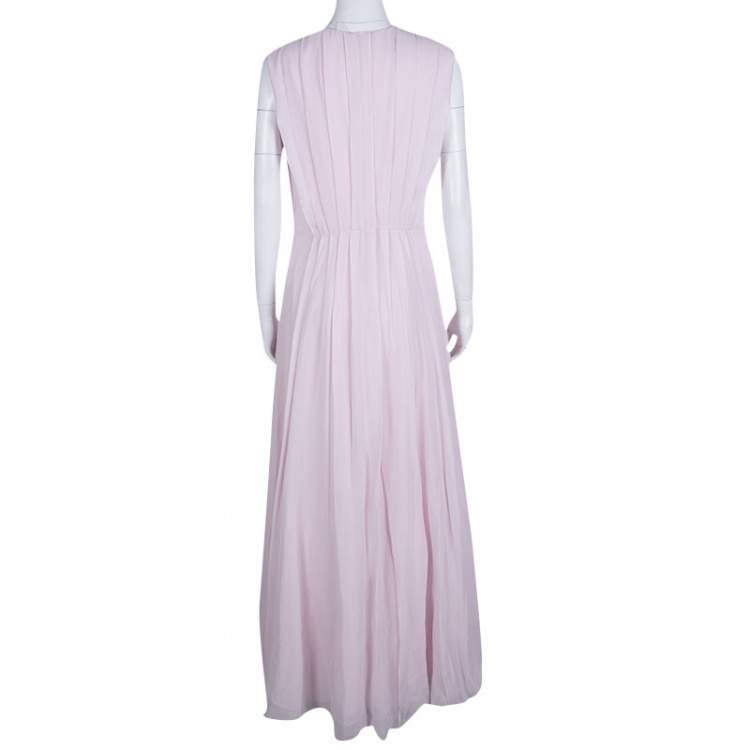 Pre Owned Giambattista Valli Blush Pink Silk Chiffon Sleeveless Maxi Dress M