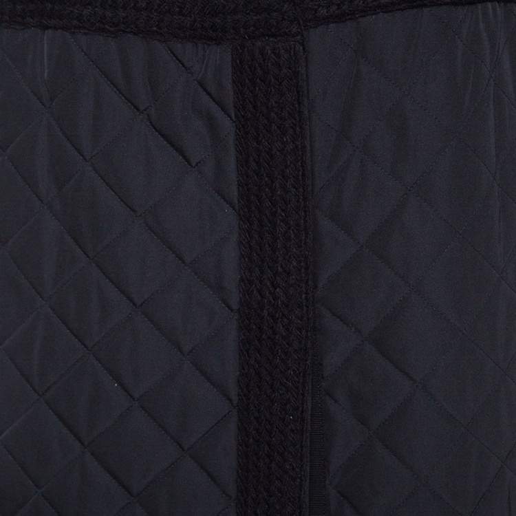 Pre Owned Giambattista Valli Black Textured Quilted Bottom Hem Coat M