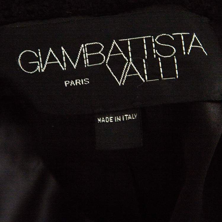 Pre Owned Giambattista Valli Black Textured Quilted Bottom Hem Coat M