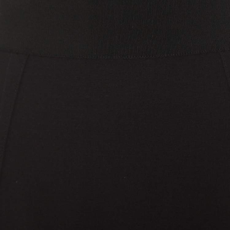 Pre Owned Giambattista Valli Black Silk Wool Ribbed Waist Pencil Skirt S