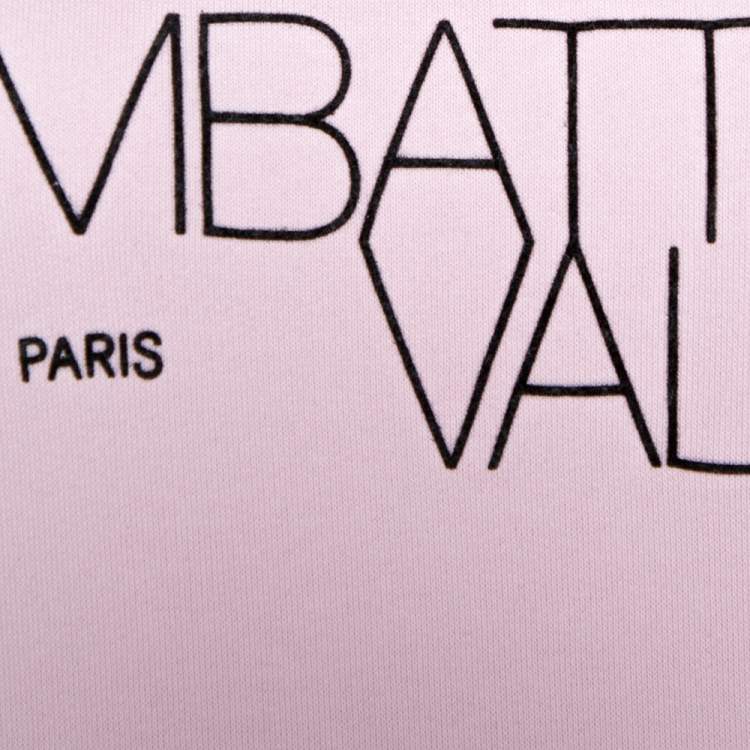 Pre Owned Giambattista Valli x HM Light Pink Logo Print Cotton Hooded Jumper XS