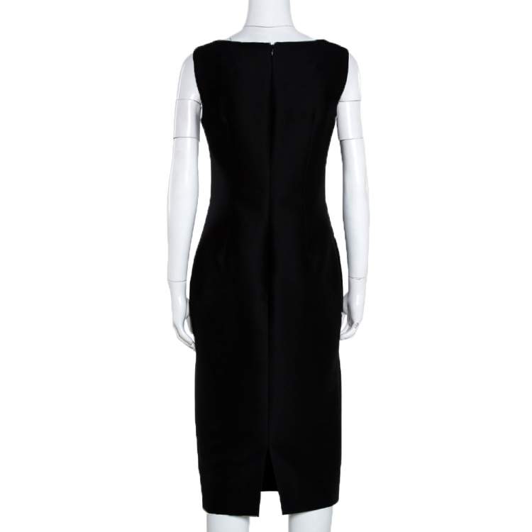Pre Owned Giambattista Valli Black Silk Wool Sleeveless Pencil Dress S