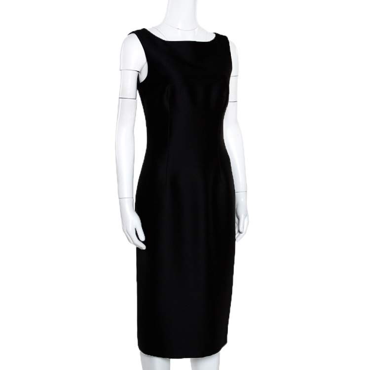 Pre Owned Giambattista Valli Black Silk Wool Sleeveless Pencil Dress S
