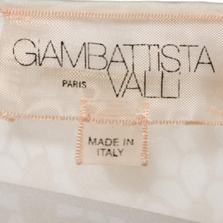 Pre Owned Giambattista Valli Gold & Cream Floral Lace Paneled Sheath Dress S