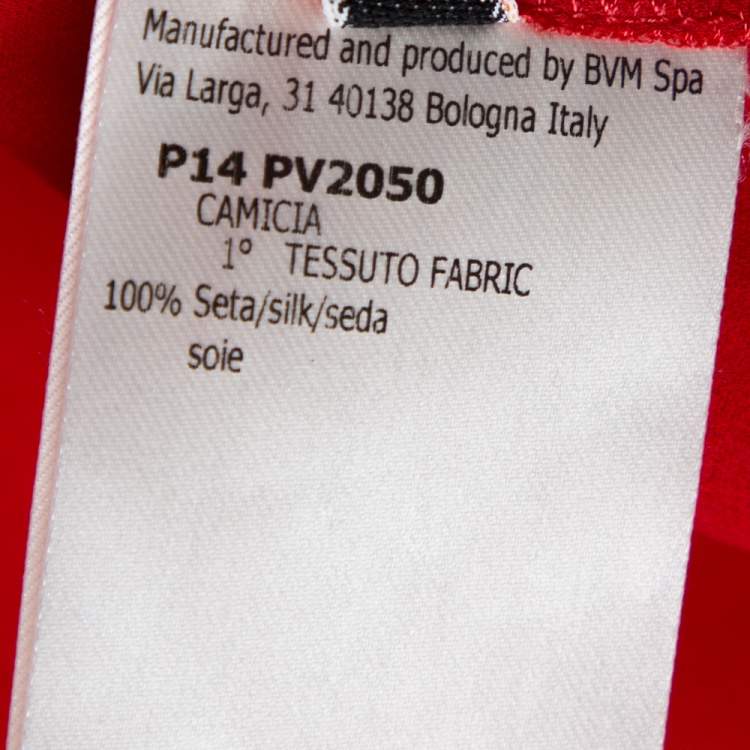 Pre Owned Giambattista Valli Red Crepe Ruffled Cape Detail Top M 