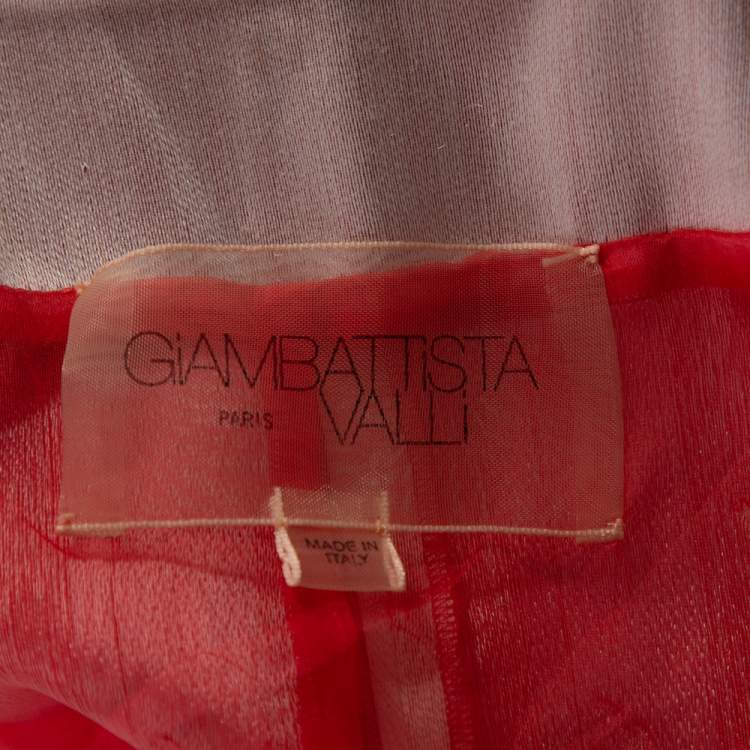 Pre Owned Giambattista Valli Red Floral Jacquard Caban Coat XS