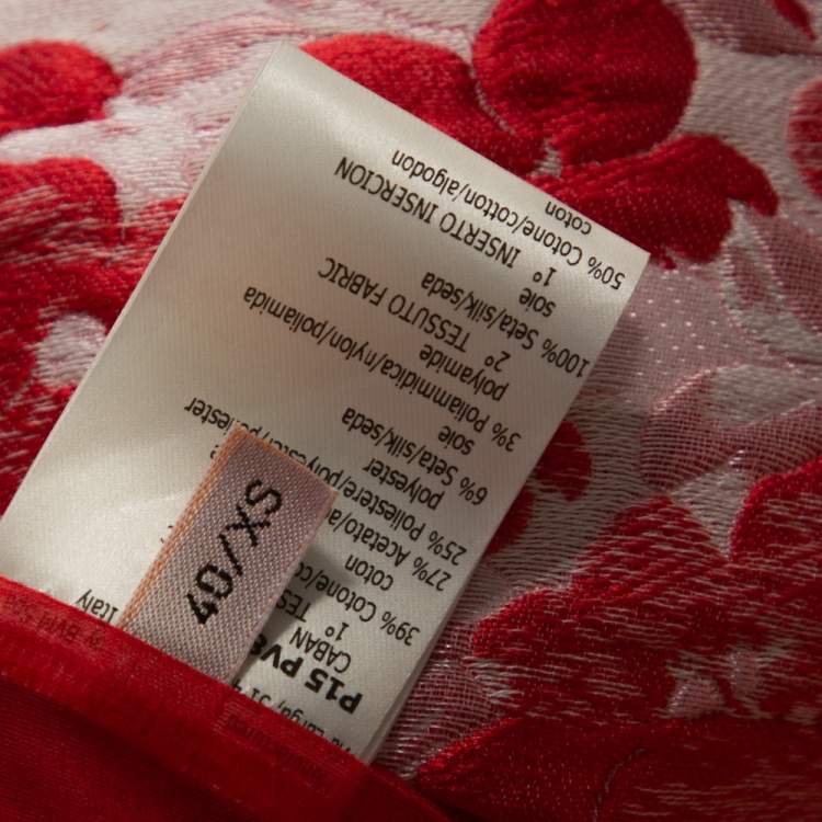 Pre Owned Giambattista Valli Red Floral Jacquard Caban Coat XS