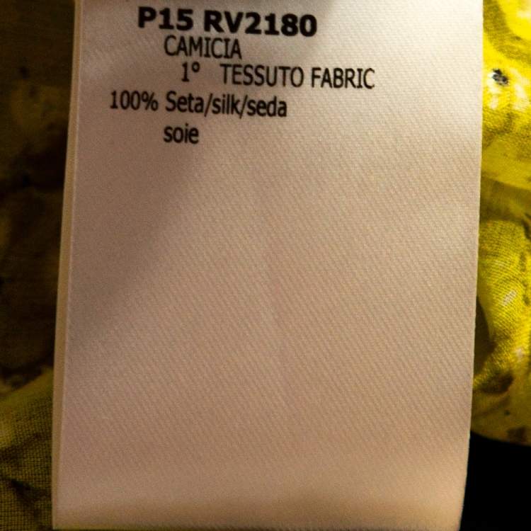 Pre Owned Giambatista Valli Yellow Textured Floral Print Silk Blouse XS