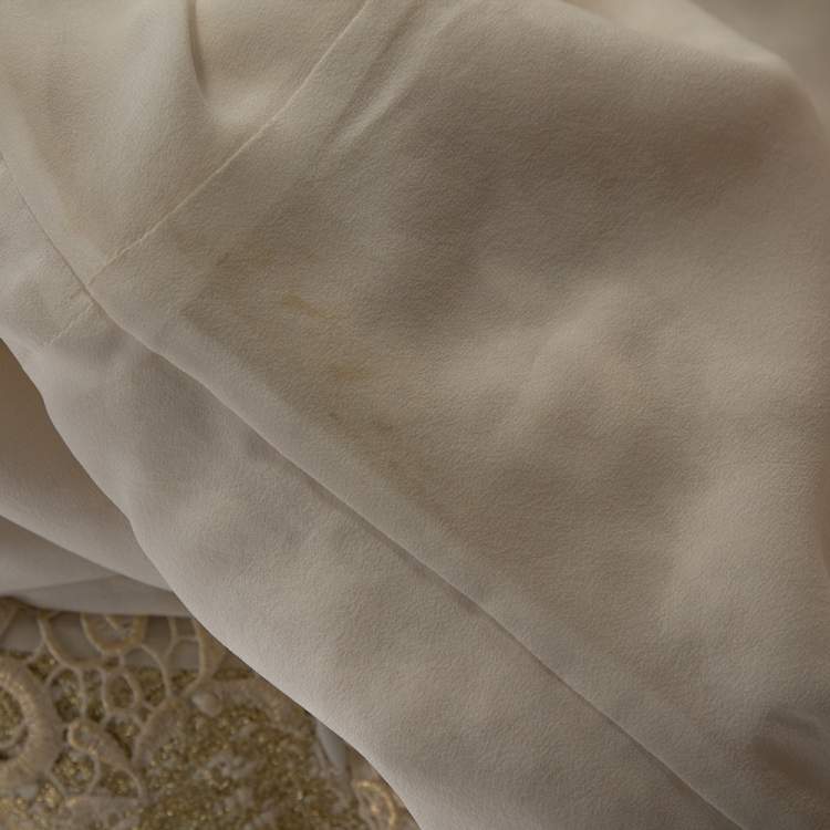 Pre Owned Giambattista Valli Gold & Cream Floral Lace Paneled Sheath Dress S