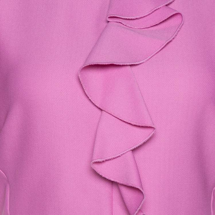 Pre Owned Giambattista Valli Pale Fuschia Pink Ruffled Flared Dress M