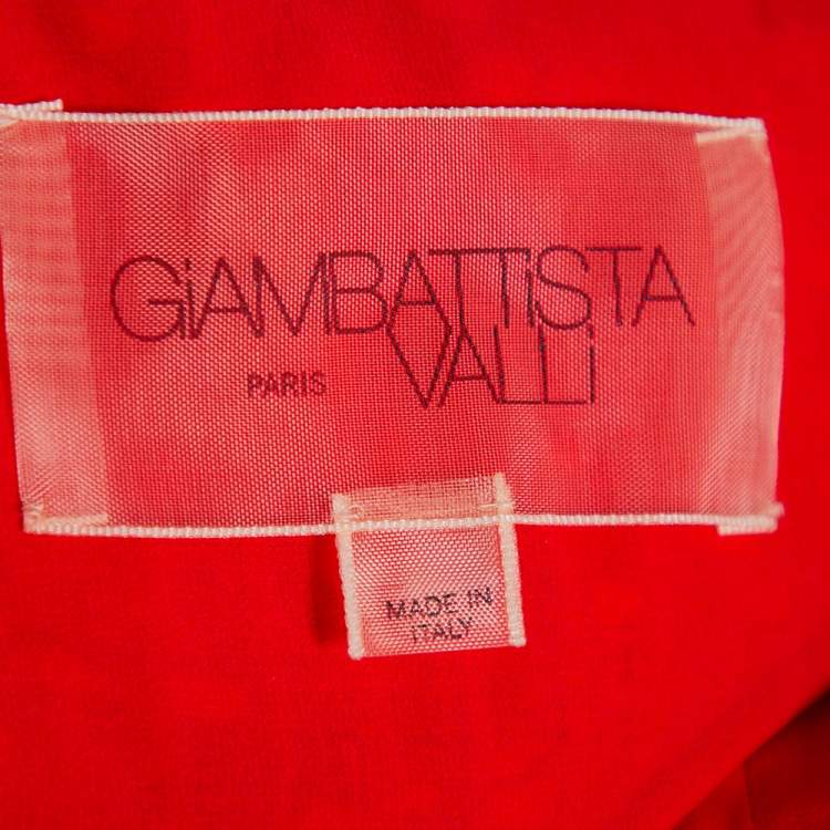 Pre Owned Giambattista Valli Red Floral Embellished Tweed Open Front Shrug M