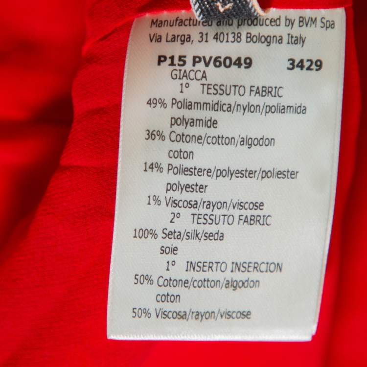 Pre Owned Giambattista Valli Red Floral Embellished Tweed Open Front Shrug M