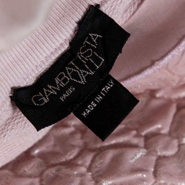 Pre Owned Giambattista Valli Pink Floral Lurex Jacquard & Knit Top S