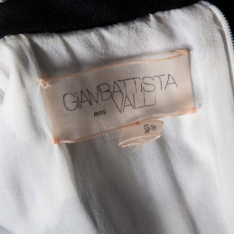 Pre Owned Giambattista Valli Monochrome Silk Ruffled Hem Detailed Short Dress M