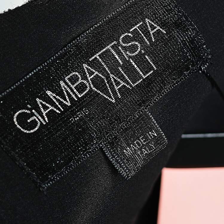 Pre Owned Giambattista Valli Black Printed Wool & Silk Paneled Shift Dress S