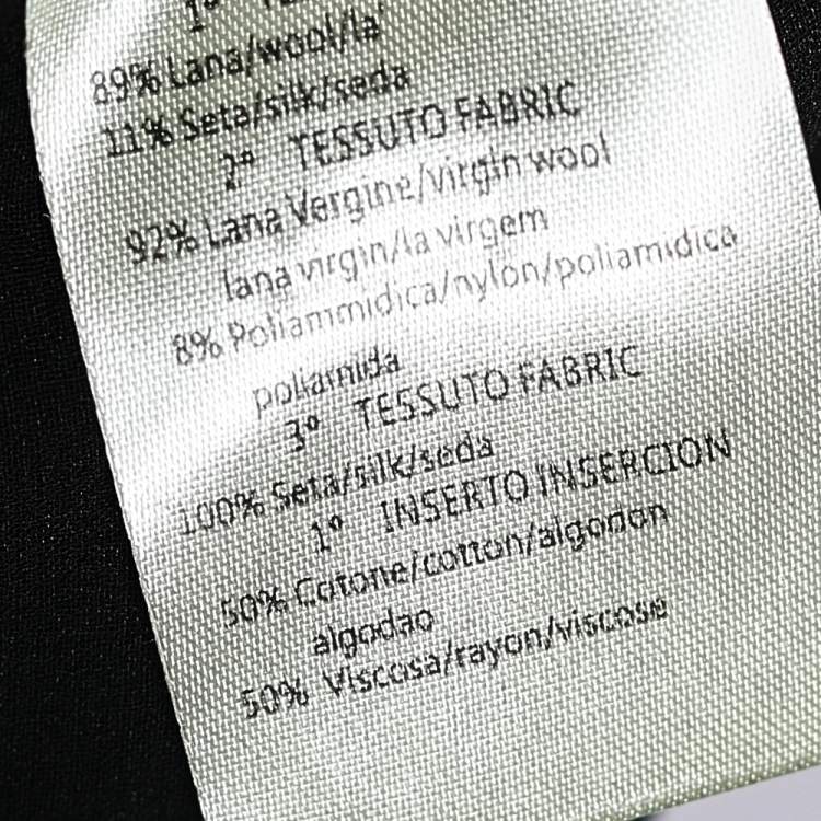 Pre Owned Giambattista Valli Black Printed Wool & Silk Paneled Shift Dress S