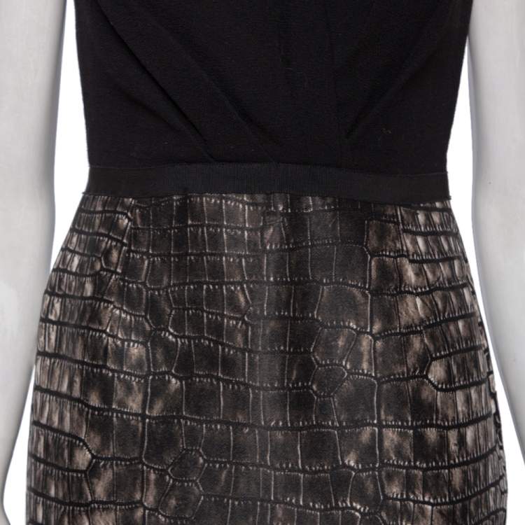 Pre Owned Giambattista Valli Black & Printed Wool Sleeveless Dress M