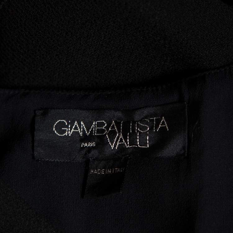 Pre Owned Giambattista Valli Black & Printed Wool Sleeveless Dress M