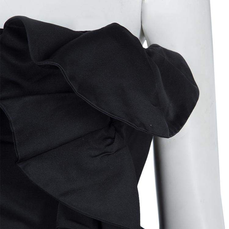 Pre Owned Giambattista Valli Black Ruffle Dress XXS