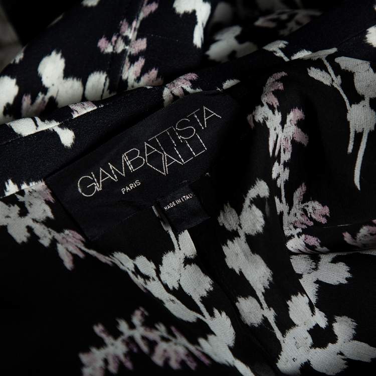 Pre Owned Giambattista Valli Black Floral Jacquard Coat M