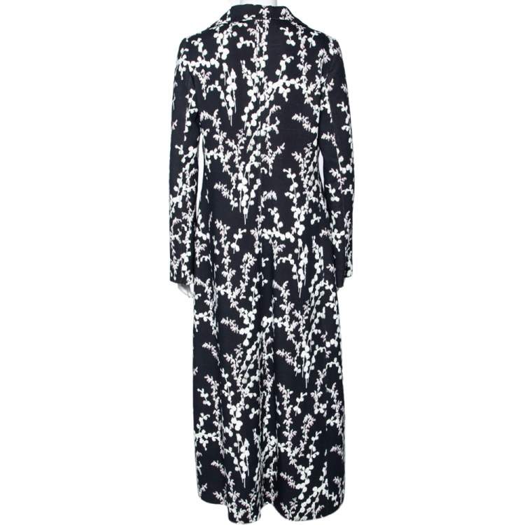 Pre Owned Giambattista Valli Black Floral Jacquard Coat M