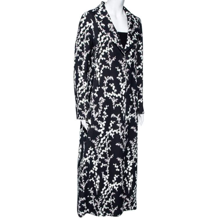 Pre Owned Giambattista Valli Black Floral Jacquard Coat M