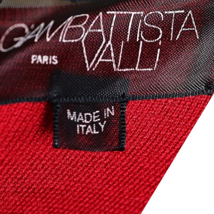 Pre Owned Giambattista Valli Red Wool & Pleated Silk Paneled Midi Dress XS