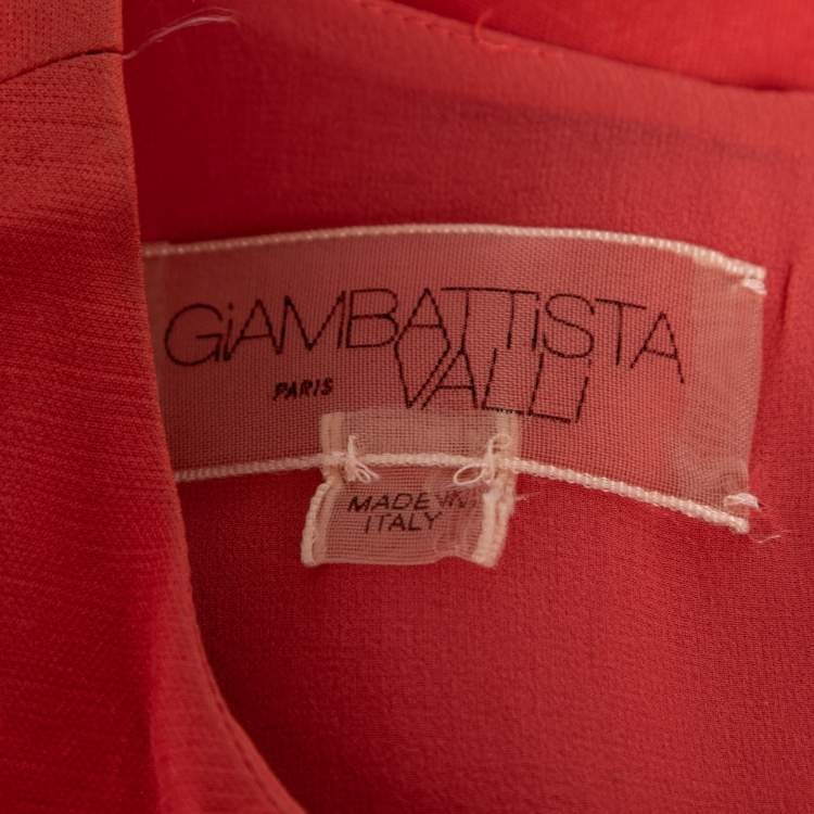 Pre Owned Giambattista Valli Coral Pink Silk Drape Detail Sheath Dress M