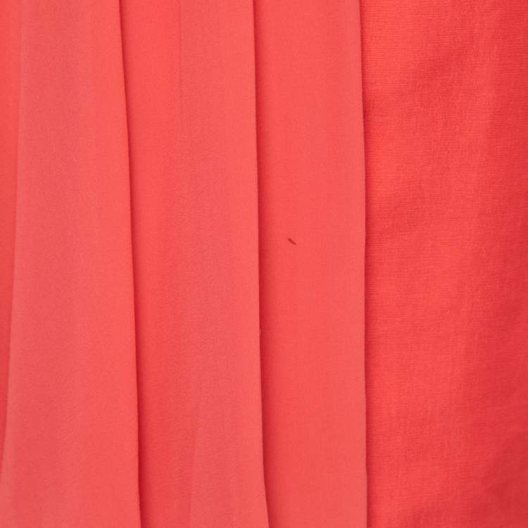 Pre Owned Giambattista Valli Coral Pink Silk Drape Detail Sheath Dress M