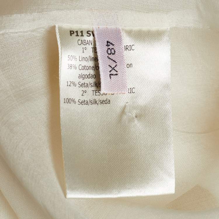 Pre Owned Giambattista Valli Off White Linen Blend Contrast Hem Detail Caban XL