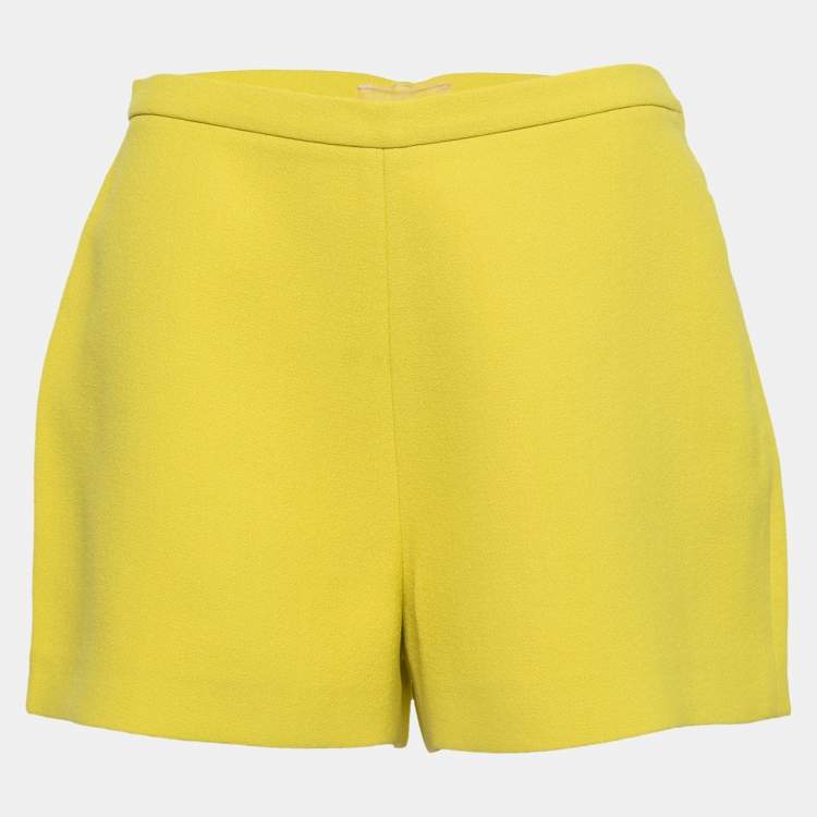 Pre Owned Giambattista Valli Yellow Crepe Shorts M