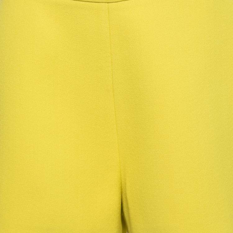 Pre Owned Giambattista Valli Yellow Crepe Shorts M