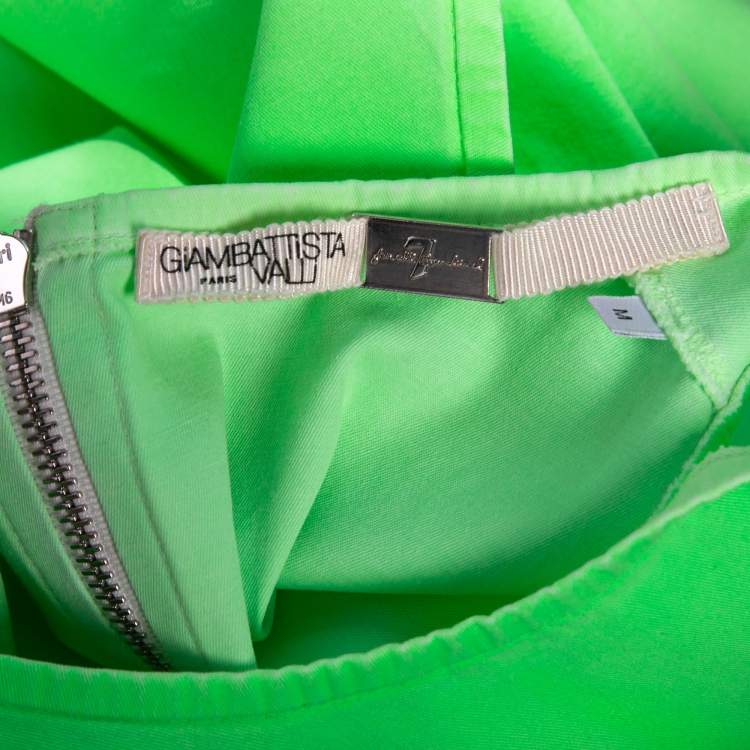 Pre Owned Giambattista Valli Neon Green Stretch Cotton Tank Top M
