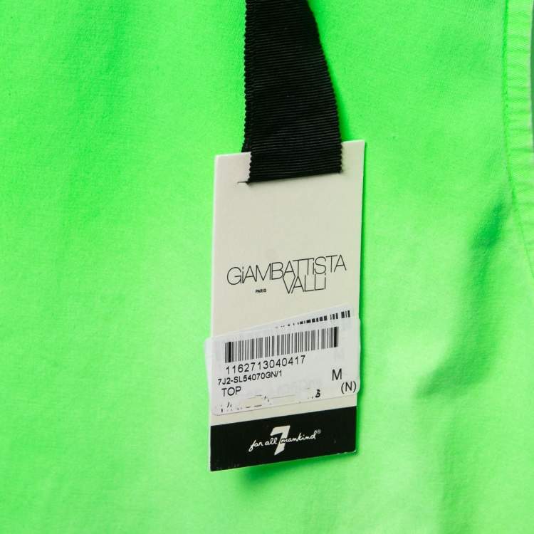 Pre Owned Giambattista Valli Neon Green Stretch Cotton Tank Top M