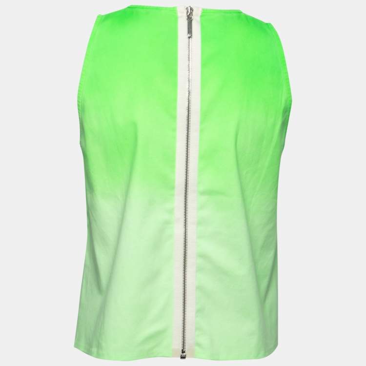 Pre Owned Giambattista Valli Neon Green Stretch Cotton Tank Top M